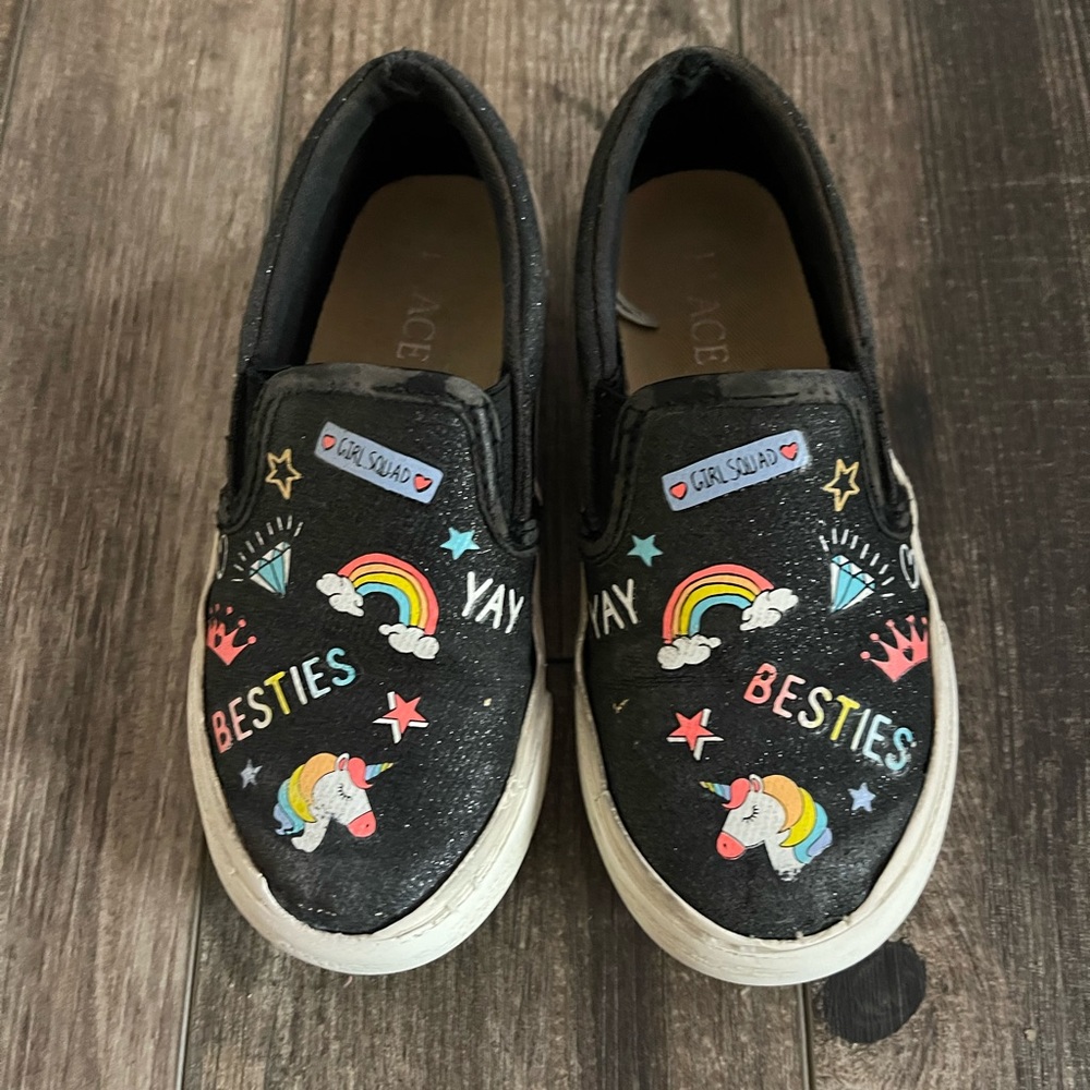Black glitter canvas shoes